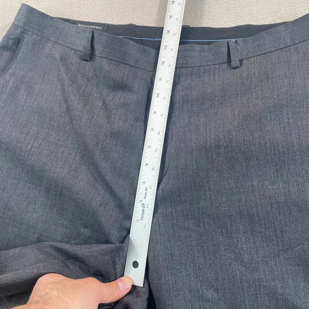 Banana Republic‎ Dress Pants Men 38x32 Grey 100% Wool Tailored Fit Straight Leg